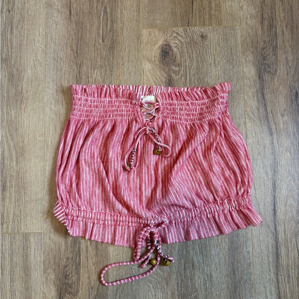 We The Free Red and White Striped Strapless Top